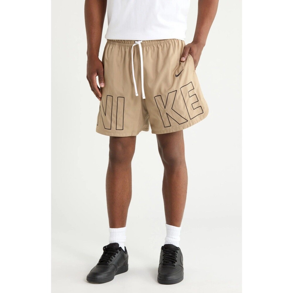 Nike Men’s Embroidered Sportswear Flow Khaki/Black Shorts Size S | NWOT SKU 1972
